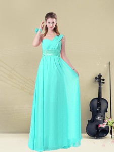 Gorgeous Empire Bridesmaid Dress With Belt In Apple Green