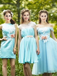 Most Popular Light Blue Bridesmaid Dress with Appliques for Spring