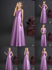 Discount Elastic Woven Satin Lilac Bridesmaid Dress in Floor Length