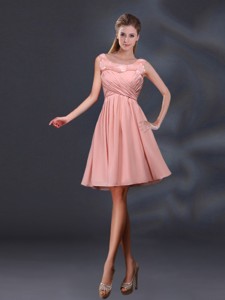 Bateau A Line Bridesmaid Dress With Appliques And Ruching