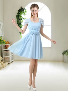 Pretty Hand Made Flowers Bridesmaid Dress With Cap Sleeves