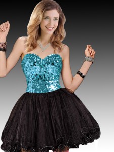 Hot Sale Short Dama Dress in Teal with Sequins