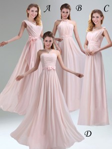 Most Beautiful Chiffon Light Pink Empire Bridesmaid Dress with Ruching