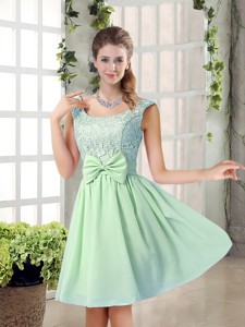 Elegant A Line Straps Lace Bridesmaid Dress With Bowknot