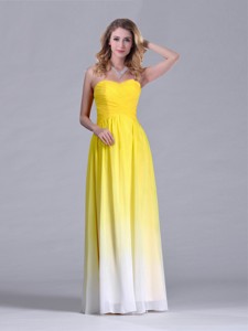 Discount Empire Sweetheart Ruched Long Bridesmaid Dress In Gradient Color
