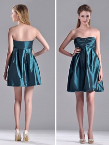 New Arrivals Strapless Ruched Taffeta Short Bridesmaid Dress In Teal