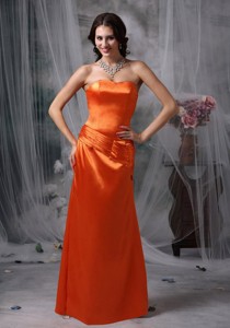 Elegant Orange Red Bridesmaid Dress Column / Sheath Strapless