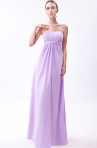 Lavender Empire Strapless Floor-length Chiffon Embroidery Bridesmaid Dress