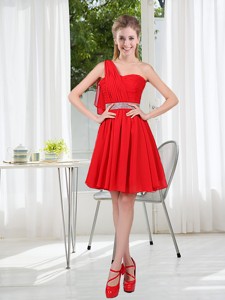 The Most Popular One Shoulder A Line Bridesmaid Dress With Ruching
