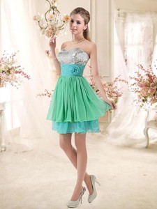 Lovely Short Bridesmaid Dress With Sequins And Belt