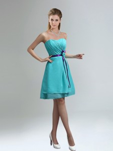 Classical Blue And Purple Sweetheart Bridesmaid Dress With Ruches
