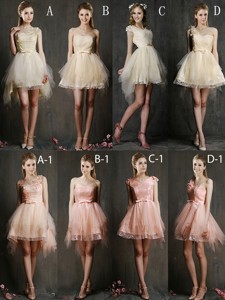Hot Sale Mini Length Tulle Bridesmaid Dress with Belt