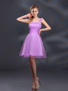 Elegant A Line Straps Lilac Bridesmaid Dress With Appliques