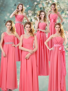 Fashionable Ruched Bridesmaid Dress In Watermelon Red