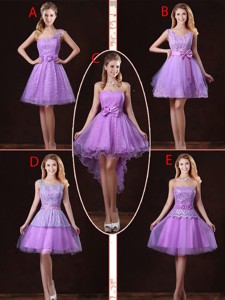 Popular Laced Lilac Bridesmaid Dress With A Line