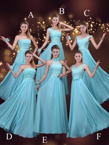 Cheap Empire Aqua Blue Bridesmaid Dress