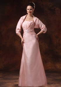 Baby Pink Ruch and Appliques Mother Of The Bride Dress With Jacket For Custom Made In College Park G