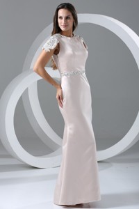 White Column Scoop Mother Of The Bride Dress With Appliques And Beading