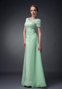 Apple Green V-neck Floor-length Chiffon Beading Mother Of The Bride Dress