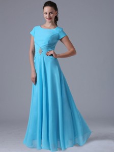 Aqua Blue Scoop Mother Of The Bride Dress With Beading And Ruch In Maryland