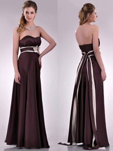 Beautiful Applique Decorated Waist Brown Mother Of The Bride Dress In Taffeta