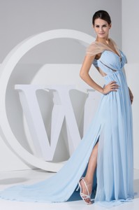 Designer V-neck Side Slit Mother Of The Groom Dress with Transparent Fabric