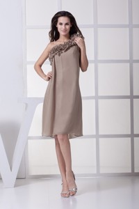 Empire Champagne Mother Dress For Wedding with Ruffled One Shoulder Neckline