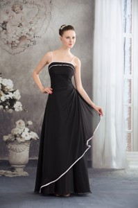 Sheath Black Mother In Law Dress with Pink Spaghetti Straps and Edge