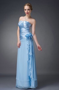 Baby Blue Empire Strapless Floor-length Chiffon Mother Of The Groom Dress