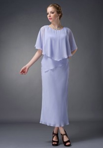 Lilac Column Scoop Ankle-length Chiffon Mother Of The Bride Dress 