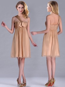 New Style One Shoulder Chiffon Short Mother Of The Bride Dress In Champagne