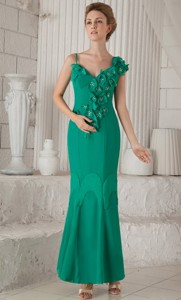 Turquoise Column / Sheath Asymmetrical Ankle-length Chiffon Mother Of The Bride Dr