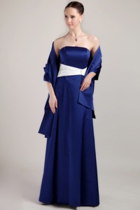 Royal Blue Empire Strapless Floor-length Taffeta Mother of the Bride Dress 