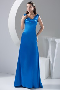 Fabulous Cowl Neck Floor-length Mother of The Bride Dress in Blue
