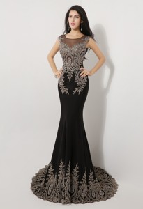 Gorgeous Mermaid Appliques And Beaded Prom Dress In Black