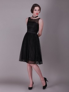 Best Selling Bateau Belt Laced Prom Gowns In Black