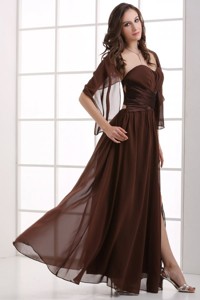 Sweetheart Empire Chiffon Ruche Decorate Prom Dress with Silt