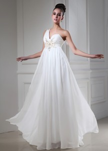 One Shoulder Wedding Dress With Beaded Empire For Custom Made