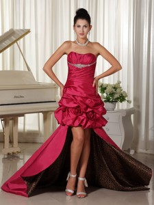 Custom Made Perfect Taffeat High-low Prom Dress Ruched and Beading Bodice
