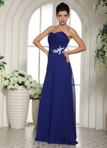 Royal Blue Appliques With Beading Sweetheart Prom Dress For Custom Made 