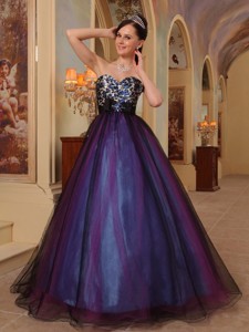 Purple Sweetheart Floor-length Organza Beading Prom Pageant Dress