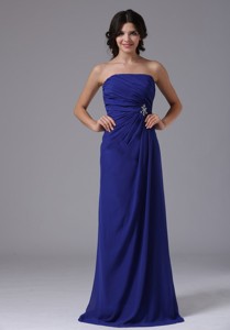 Calistoga California City For Prom Dress With Ruch Beading Strapless and Peacock Blue