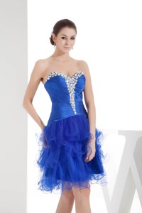 Royal Blue Sweetheart Beading Prom Dress with Ruffled Layers