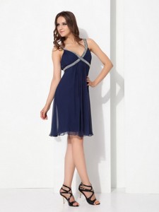 Sequins Ruffled Navy Blue Perfect Prom Dress