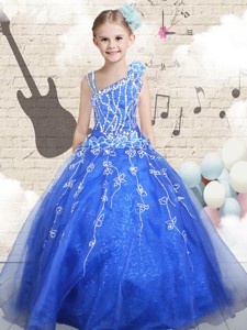 Latest Ball Gown Asymmetrical Little Girl Pageant Dress With Beading