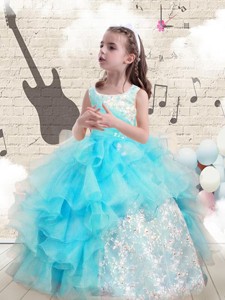 Fashionable Appliques And Ruffles Little Girl Pageant Dress