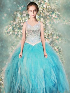 Perfect Straps Ball Gown Little Girl Pageant Dress With Beading
