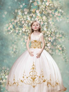 Perfect Ball Gown Scoop Mini Quinceanera Dress In White And Gold