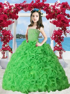 Spring Green Organza Ruffles Little Girl Pageant Dress with Beading 