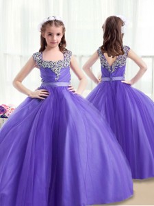 Classical Square Beading Mini Quinceanera Dress With Cap Sleeves